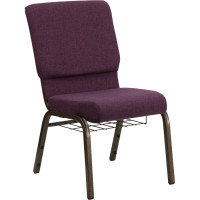 Flash Furniture HERCULES 18.5'' Wide Plum Church Chair - Gold Vein Frame FD-CH02185-GV-005-BAS-GG