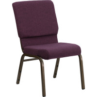 Flash Furniture HERCULES Series 18.5'' Wide Plum Stacking Church Chair with 4.25'' Thick Seat - Gold Vein Frame FD-CH02185-GV-005-GG