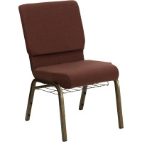 Flash Furniture HERCULES 18.5'' Wide Brown Church Chair Gold Vein Frame FD-CH02185-GV-10355-BAS-GG