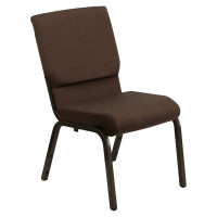 Flash Furniture HERCULES Series 18.5'' Wide Brown Stacking Church Chair with 4.25'' Thick Seat - Gold Vein Frame FD-CH02185-GV-10355-GG
