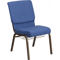 Flash Furniture FD-CH02185-GV-BLUE-BAS-GG Church Chair in Blue and Goldvein