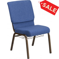 Flash Furniture FD-CH02185-GV-BLUE-BAS-GG Church Chair in Blue and Goldvein