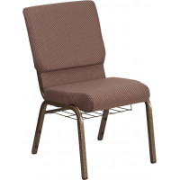 Flash Furniture FD-CH02185-GV-BNDOT-BAS-GG Church Chair in Brown and Goldvein