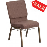 Flash Furniture FD-CH02185-GV-BNDOT-BAS-GG Church Chair in Brown and Goldvein