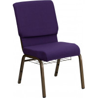 Flash Furniture HERCULES 18.5'' Wide Royal Purple Church Chair - Gold Vein Frame FD-CH02185-GV-ROY-BAS-GG