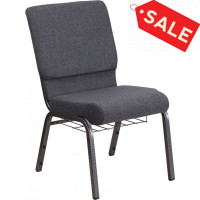 Flash Furniture FD-CH02185-SV-DKGY-BAS-GG Church Chair in Gray and Silvervein