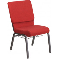 Flash Furniture FD-CH02185-SV-RED-BAS-GG Church Chair in Red and Silvervein