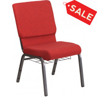 Flash Furniture FD-CH02185-SV-RED-BAS-GG Church Chair in Red and Silvervein