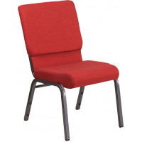 Flash Furniture FD-CH02185-SV-RED-GG  Church Chair in Red and Silvervein