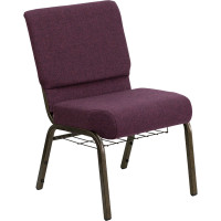 Flash Furniture HERCULES 21'' Extra Wide Plum Church Chair  Gold Vein Frame FD-CH0221-4-GV-005-BAS-GG