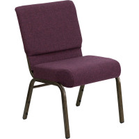 Flash Furniture HERCULES Series 21'' Extra Wide Plum Stacking Church Chair with 4'' Thick Seat - Gold Vein Frame FD-CH0221-4-GV-005-GG