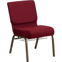 Flash Furniture HERCULES 21'' Extra Wide Burgundy Church Chair Gold Vein Frame FD-CH0221-4-GV-3169-BAS-GG