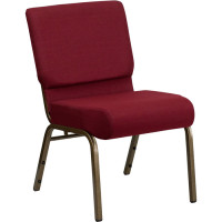 Flash Furniture HERCULES Series 21'' Extra Wide Burgundy Stacking Church Chair with 4'' Thick Seat - Gold Vein Frame FD-CH0221-4-GV-3169-GG