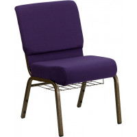 Flash Furniture HERCULES 21'' Extra Wide Royal Purple Church Chair Gold Vein Frame FD-CH0221-4-GV-ROY-BAS-GG