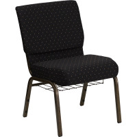 Flash Furniture HERCULES 21'' Extra Wide Black Dot Patterned Church Chair Gold Vein Frame FD-CH0221-4-GV-S0806-
