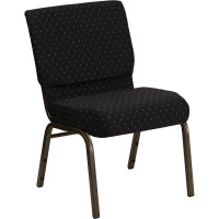 Flash Furniture HERCULES 21'' Extra Wide Black Dot Patterned Stacking Church Chair Gold Vein Frame FD-CH0221-4-GV-S0806-GG