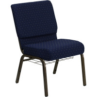 Flash Furniture HERCULES 21'' Extra Wide Navy Blue Church Chair Gold Vein Frame FD-CH0221-4-GV-S0