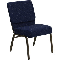 Flash Furniture HERCULES 21'' Extra Wide Navy Blue  Stacking Church Chair Gold Vein Frame FD-CH0221-4-GV-S0810-GG