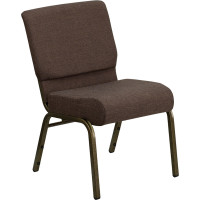 Flash Furniture HERCULES Series 21'' Extra Wide Brown Stacking Church Chair with 4'' Thick Seat - Gold Vein Frame FD-CH0221-4-GV-S0819-GG