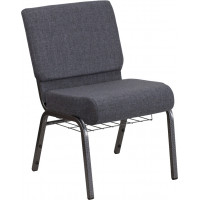 Flash Furniture FD-CH0221-4-SV-DKGY-BAS-GG Church Chair in Gray and Silvervein