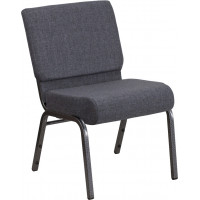 Flash Furniture FD-CH0221-4-SV-DKGY-GG Church Chair in Gray and Silvervein