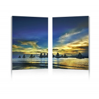 Baxton Studio Fg-1074Ab Sunset Sails Mounted Photography Print Diptych