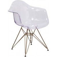 Flash Furniture FH-132-CPC1-GG Transparent Seat with Gold Frame in Clear