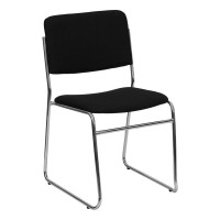 Flash Furniture Hercules Series 1500 lb. Capacity Black Fabric High Density Stacking Chair with Chrome Sled Base XU-8700-CHR-B-30-GG