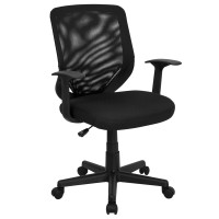 Flash Furniture Mid-Back Black Mesh Office Chair with Mesh Fabric Seat LF-W-95A-BK-GG