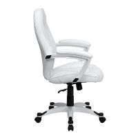 Flash Furniture Mid-Back White Leather Executive Office Chair QD-5058M-WHITE-GG