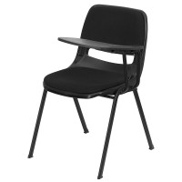 Flash Furniture Padded Black Ergonomic Shell Chair with Left Handed Tablet Arm RUT-EO1-01-PAD-LTAB-GG