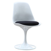 Fine Mod Imports Flower Side Chair FMI1139, White with red cushion