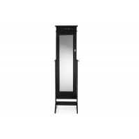 Baxton Studio GLD17047-Black Bimini Crown Molding Top Free Standing Full Length Cheval Mirror Jewelry Armoire