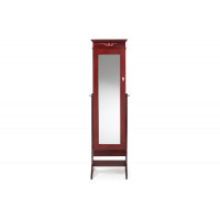 Baxton Studio GLD17047-Brown Bimini Crown Molding Top Free Standing Full Length Cheval Mirror Jewelry Armoire