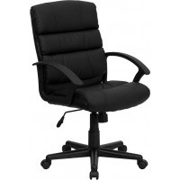 Flash Furniture Mid-Back Black Leather Office Chair GO-1004-BK-LEA-GG