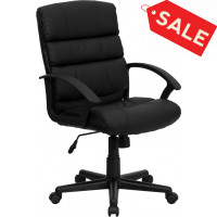 Flash Furniture Mid-Back Black Leather Office Chair GO-1004-BK-LEA-GG