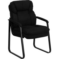 Flash Furniture Black Microfiber Executive Side Chair with Sled Base GO-1156-BK-GG