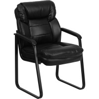 Flash Furniture Black Leather Executive Side Chair with Sled Base GO-1156-BK-LEA-GG