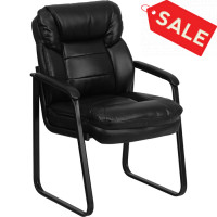Flash Furniture Black Leather Executive Side Chair with Sled Base GO-1156-BK-LEA-GG