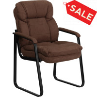 Flash Furniture Brown Microfiber Executive Side Chair with Sled Base GO-1156-BN-GG