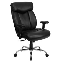 Flash Furniture HERCULES Series 350 lb. Capacity Big & Tall Black Leather Office Chair with Arms GO-1235-BK-LEA-A-GG