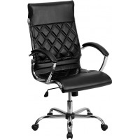 Flash Furniture High Back Designer Black Leather Executive Office Chair with Chrome Base [GO-1297H-HIGH-BK-GG]