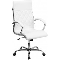 Flash Furniture High Back Designer White Leather Executive Office Chair with Chrome Base GO-1297H-HIGH-WHITE-GG