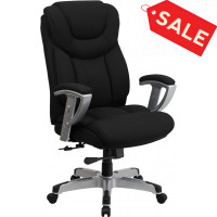 Flash Furniture HERCULES Series 400 lb. Capacity Big & Tall Black Fabric Office Chair with Arms [GO-1534-BK-FAB-GG]