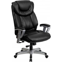 Flash Furniture HERCULES Series 400 lb. Capacity Big & Tall Black Leather Office Chair with Arms [GO-1534-BK-LEA-GG]