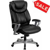 Flash Furniture HERCULES Series 400 lb. Capacity Big & Tall Black Leather Office Chair with Arms [GO-1534-BK-LEA-GG]