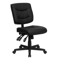 Flash Furniture Mid-Back Black Leather Multi-Functional Task Chair GO-1574-BK-GG