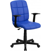 Flash Furniture Mid-Back Blue Quilted Vinyl Task Chair with Nylon Arms GO-1691-1-BLUE-A-GG