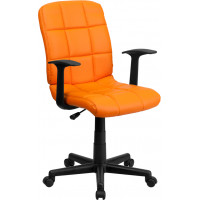 Flash Furniture Mid-Back Orange Quilted Vinyl Task Chair with Nylon Arms GO-1691-1-ORG-A-GG