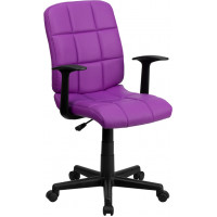 Flash Furniture Mid-Back Purple Quilted Vinyl Task Chair with Nylon Arms GO-1691-1-PUR-A-GG